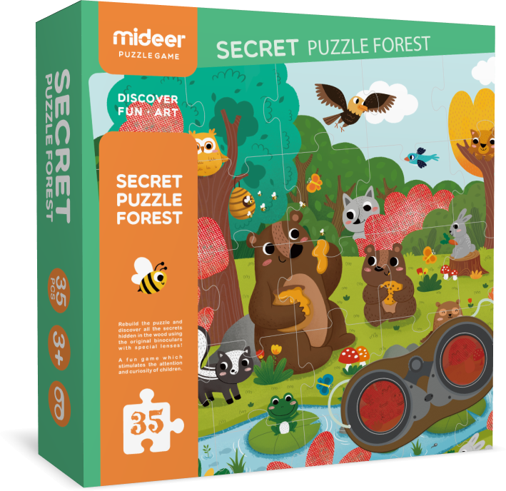 Secret Puzzle- Forest Games Cardboard 35 pcs With An Adventure Glasses For Kids