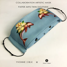 Load image into Gallery viewer, Artistic Face Mask - Paper Arts Twin Dolphins
