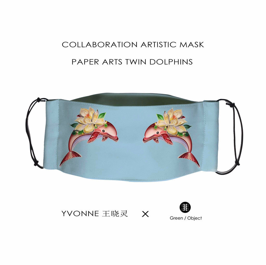 Artistic Face Mask - Paper Arts Twin Dolphins